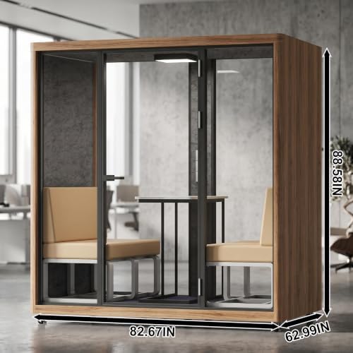 Soundproof Office Pod with 4 Person Glass Design (Wood) - Image 2