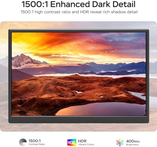 WGK 14 inch Portable Monitor 1200P FHD+ 100% sRGB Travel Display HDMI/USB-C Compatible with Laptops, Desktops, Phones, PS, Mac, Xbox, Switch, and Other Gaming Devices Includes Stand and Speakers VESA - Image 2