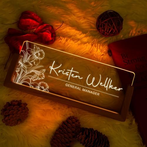 Desk Name Plate Personalized, Custom Acrylic Name Plate for Desk, Office Decor for Women Men, Appreciation Gifts for Coworkers Boss Teacher - Light-Up Name Plaque - Image 6