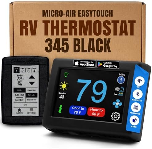 MICRO-AIR EasyTouch Digital RV Thermostat Replacement, 345 Black by MicroAir