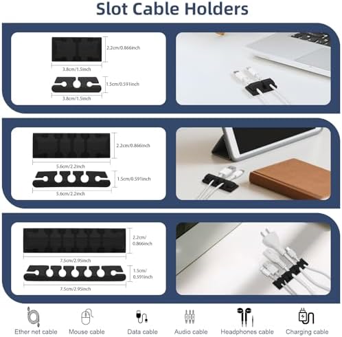 319pcs Cable Management Organizer Kit, Desk Cord Organizer, 98 Adhesive Cable Clips Holder, 17 Reusable Cable Strap, 4 Cable Sleeve Split, and 200 Nylon Cable Zip Ties (Black) - Image 2