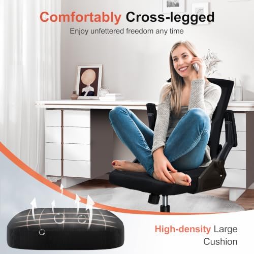 GTPLAYER Ergonomic Office Chair with Flip-up Armrests Executive Computer Chair for Home Office, Breathable Mesh & Comfy Lumbar Support, Pack of 2, Black - Image 6