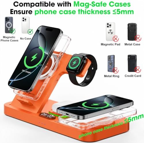 Dual Phone Foldable Wireless Charging Station for Apple, Couple&Family Use - Image 6