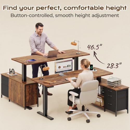 PRAISUN 55.1'' L Standing Desk with Outlets, Cabinet with Shelves, Drawers - Image 5