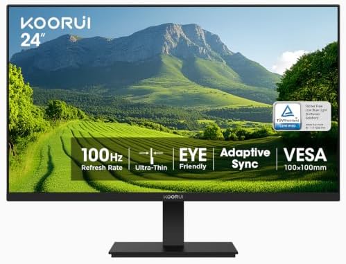 KOORUI 24-inch Computer Monitor FHD 100Hz VA HDMI/VGA, Audio Out by KOORUI