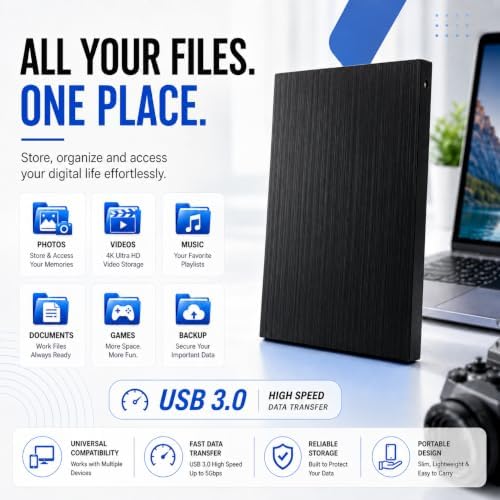 1TB External Hard Drive USB 3.0, 2.5-Inch, Black - Image 6
