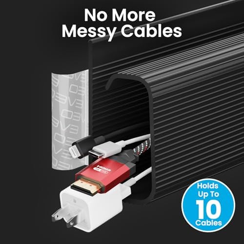 EVEO Under Desk Cable Management Kit (6 Units)-Cable Management Cord Cover, Organizer Tray-96''JChannel 6X16 -Grey - Image 5