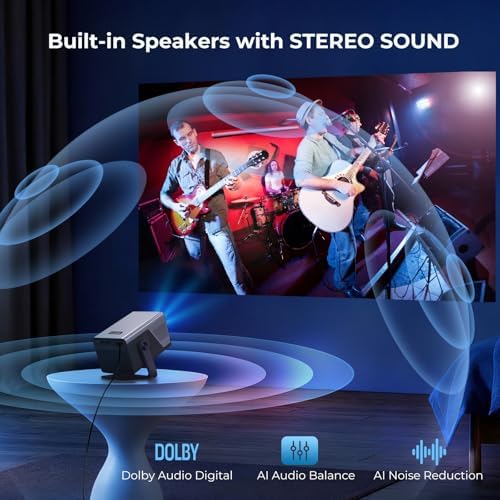 [2000 ANSI Daylight Visible] Native 1080P Smart Video Projector 4K 8K Input, Android 14 Projecteur Portatif with HiFi Sound, Auto Focus & Keystone, WiFi Bluetooth Home Theater for iPhone/Netflix X7 - Image 5