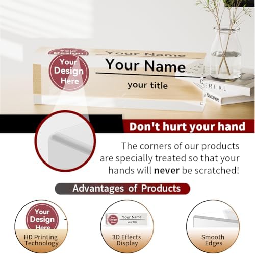 Desk Name Plate Personalized, Custom Name Plates for Desks, Office Desk Decor, Make Your Own Nameplate with Logo, Name Plates for Desks, Personalized Office Gift for Coworkers (Logo) 731 - Image 4