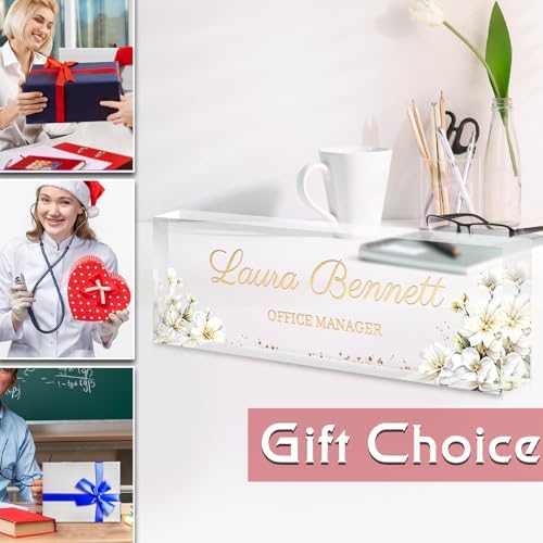 Custom Name Plate for Desk, Acrylic Desk Name Plate Personalized, Employee Appreciation Gifts, Office Desk Accessories for Women Men Teacher Nurse, Coworker Gifts for Manager Assistant (Cream Gold) - Image 6