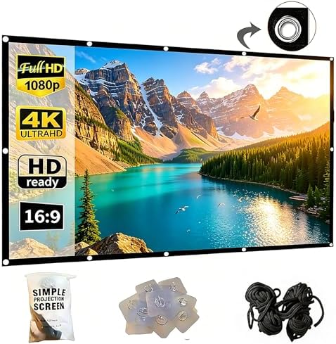120 inch Projector Screen 16:9 Foldable Anti-Crease Portable Movies Screen by Unknown