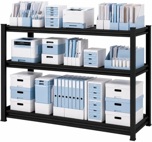 Printer Stand with Storage, 3-Tier Industrial Heavy Duty All-Metal Office Organizer Shelf, Space-Saving Storage Rack for Printer, Scanner, Paper and Office Supplies, Black, 31.5"Hx 39.4"Wx 13.8"D by Notmise