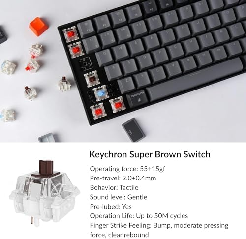 Keychron K4 96% Layout 100 Keys Wireless Bluetooth 5.1/Wired USB Mechanical Gaming Keyboard with Keychron Apex Brown Switch White LED Backlight N-Key Rollover for Mac Windows PC-Version 2 - Image 4