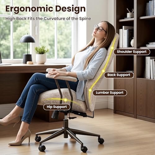 ovios Ergonomic Office Chair, High-Back Faux Suede Computer Executive Chair - Image 3
