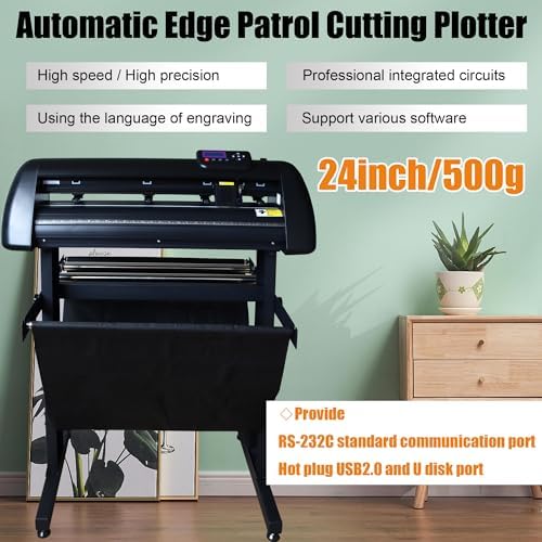 Vinyl Cutter Plotter 24 inch Automatic Edge Patrol 500g Cutting Plotter with LCD Display Plotter DIY Vinyl Printer Cutter Machine with USB2.0 and U Disk Port Adjustable Force and Speed 110V - Image 2