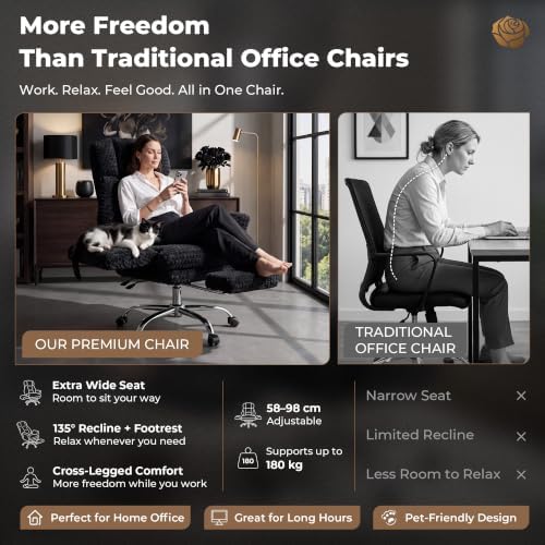 Big and Tall Office Chair, Flip Armrests for Pets & Cross Legged Sitting - Image 3