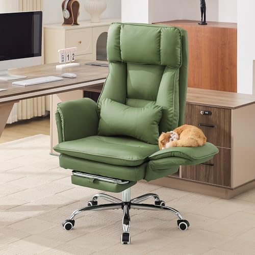 HUBSON Big and Tall Office Chair, Footrest & Flip Armrest for Pets, Green by HUBSON