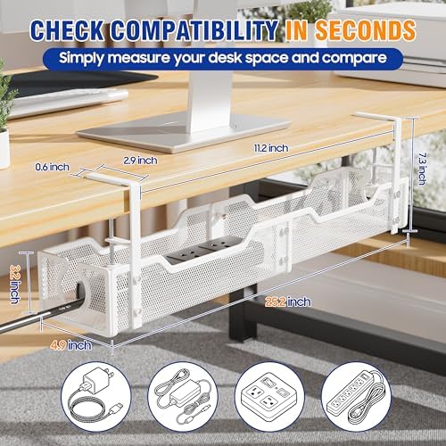 Cable Management Under Desk - 25.2" Open Slots No Dill Cable Tray - Image 2