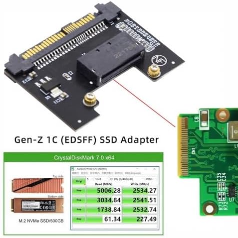 CY Adapter U.2 SFF-8639 Host Adapter to NVMe Ruler 1U GEN-Z 1C 4X EDSFF Short SSD P4511 E1.S Carrier Adapter, BLACK, SF-072-1C-HX - Image 6