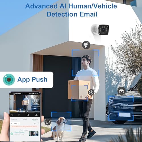H.265+ Wired Security Camera DVR Kit System with AI Human Vehicle Detection, 4X 1920P 5MP IP67 Metallic Indoor/Outdoor Cameras IR Night Vision, 4K NVR 500GB HDD Included for 24/7 Recording - Image 5