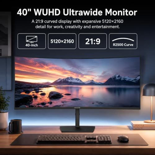 Deco Gear 40" Ultrawide Curved Monitor, 5120x2160, 5K2K, 21:9 75Hz 1ms MPRT - Image 3