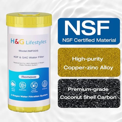 H&G Lifestyles 10" x 4.5" Whole House KDF and Carbon Water Filter, Reduce Chlorine Heavy Metal Improve Water Taste,Compatible with 84637, WPX5BB97P, PC10, 355214-45, 355215-45, WP10BB97P, WP5BB97P - Image 3