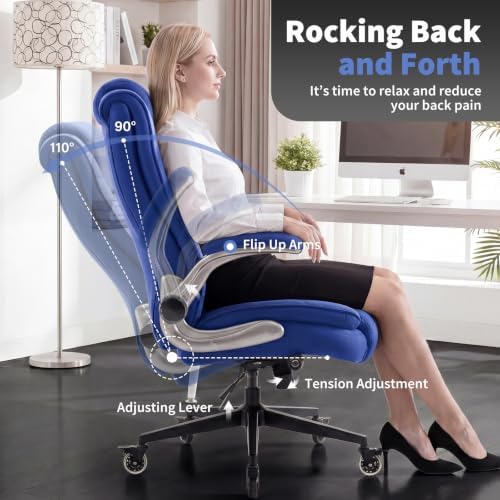 Fabric High Back Office Chair, Thick Padded Ergonomic Computer Desk Chair - Image 6