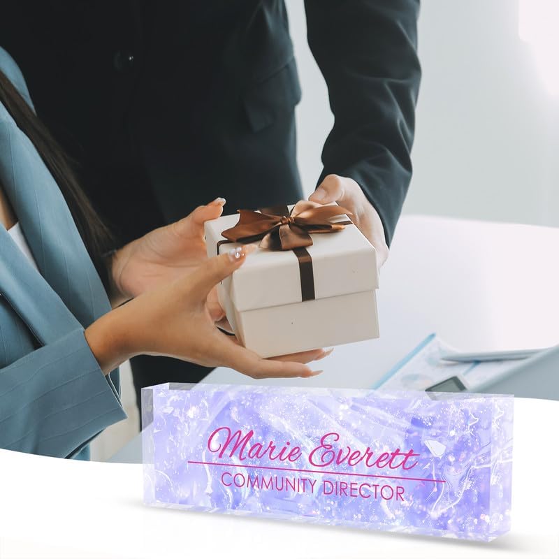 Desk Name Plate Personalized Name Plate for Desk, Office Desk Decor, 3D Style Personalized Plaque Name Plates for Desks Custom Appreciation Gifts for Boss Lady Employee Coworkers (Amethyst) - Image 6