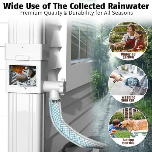 Anivia Rain Barrel Diverter Kit, Fits 2x3 or 3x4 in, Valve & Filter, White - Image 3