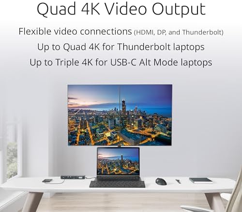 Kensington SD5910T DisplayLink Docking Station Thunderbolt 4, Quad 4K for MacBook Pro/Air M1/M2/M3/M4 with Pro and Max Chipsets, 100W PD, HDMI/DP/TB4, SD/Micro SD Card Slots (K35233NA), Black - Image 2