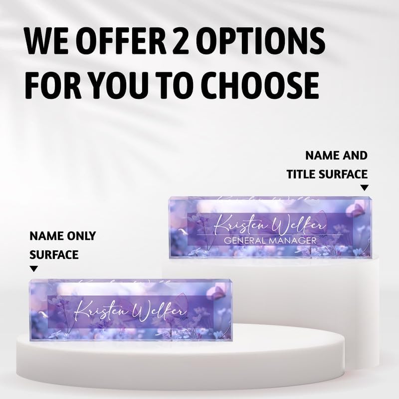Desk Name Plate Personalized Name Plate for Desk, Office Desk Decor, 3D Style Personalized Plaque Name Plates for Desks Custom Appreciation Gifts for Boss Lady Employee Coworkers (Fantasy Purple) - Image 2