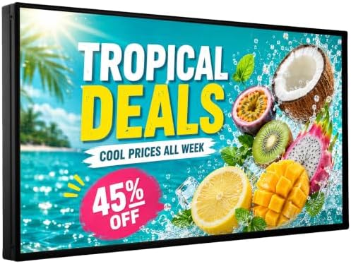 P5 Outdoor Full-Color Programmable LED Sign 65” × 34” High-Brightness Digital Display with WiFi & USB Control, Scrolling Message Board for Business Advertising, Text/Image/Video, IP65 Waterproof by Unknown