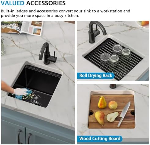 13"x15" Undermount Black Bar Prep Sink Workstation - Image 6
