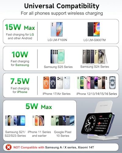 Wireless Charger Stand, Foldable, 15W Fast Wireless Charging Station Compatible with iPhone 17 16 15 14 13 12 Pro Max, Phone Charger Dock for Samsung Galaxy S26 S26+ S25 S24 S23 S22 Note 20 & Android - Image 5