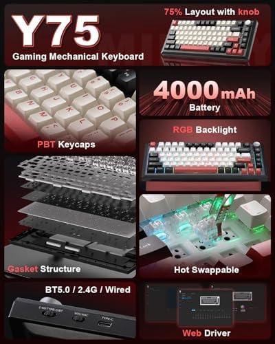 Y75 Wireless Mechanical Keyboard,2.4GHz/BT/Wired Gaming Keyboard - Image 2