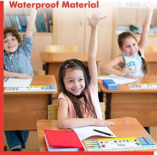 36 PCS Desk Nameplates, Double Sided PET Film Desk Name Tags with Alphabet, Numbers, Fractions, Shapes, Colors and Ruler Erasable & Reusable Traditional Manuscript Name Plate for Classroom (14” x 4”) - Image 6