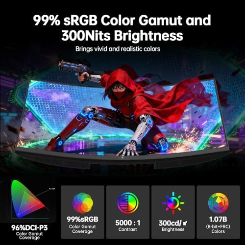 KTC 32 Inch Curved Gaming Monitor, 2K 180Hz (OC 185Hz) 1500R Monitor, H32S5 - Image 3