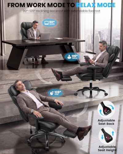 Office Chair, Big and Tall Executive Chair with Adjustable Lumbar Support - Image 5