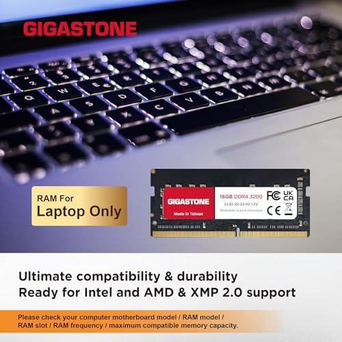 【DDR4 RAM Laptop Only】 GIGASTONE 32GB Kit (2x16GB) DDR4 3200MHz (2933MHz or 2666MHz) PC4-25600 (PC4-23400, 21300) CL22 1.2V SODIMM 260 Pin Unbuffered Non ECC High Performance Notebook Memory Upgrade - Image 3