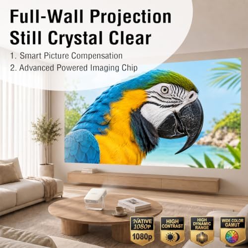 [Officially-Licensed App & Auto Focus]White Smart Mini Projector with WiFi and Bluetooth, XuanPad 4K Support Movie Projector, Portable Native 1080P Outdoor Projector with 360° Stand - Image 4