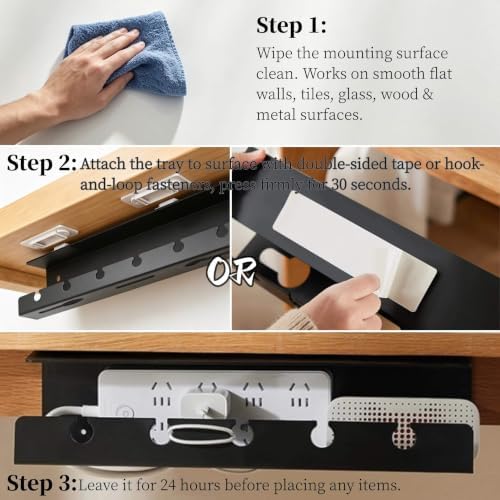 Ovanmexis Under Desk Cable Management Tray, White, 2-Pack - Image 2