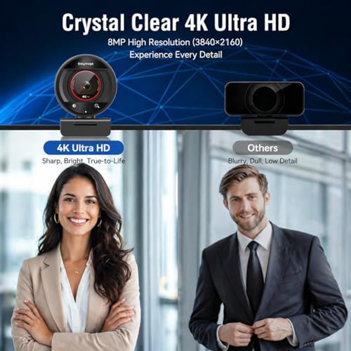 4K Webcam for PC Computer PDAF Autofocus with Built-in Microphone Windows - Image 2