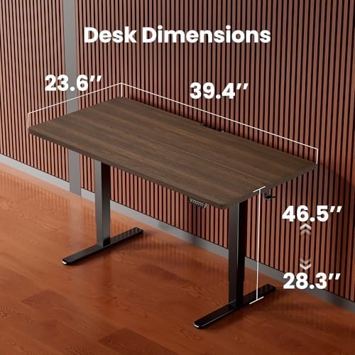 ErGear Height Adjustable Electric Standing Desk, 40 x 24 Inches Sit Stand up Desk, Memory Computer Home Office Desk, Dark Walnut - Image 3