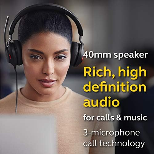 Jabra Evolve2 40 UC Wired Headphones, USB-A, Stereo, Black Telework Headset, Enhanced Comfort, Passive Noise Cancelling, UC Optimized (Renewed) - Image 3