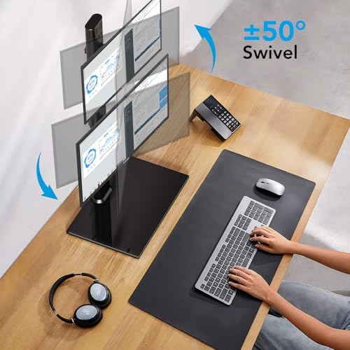 AX WABER Dual Monitor Stand Vertical Stack Screen Free-Standing Desk Mount Arm Riser Fits Two 13 to 34 Inch Computer Monitors with Swivel,Tilt, Height Adjustable,VESA Stand 100x100mm, 75x75mm AX05TB02 - Image 4