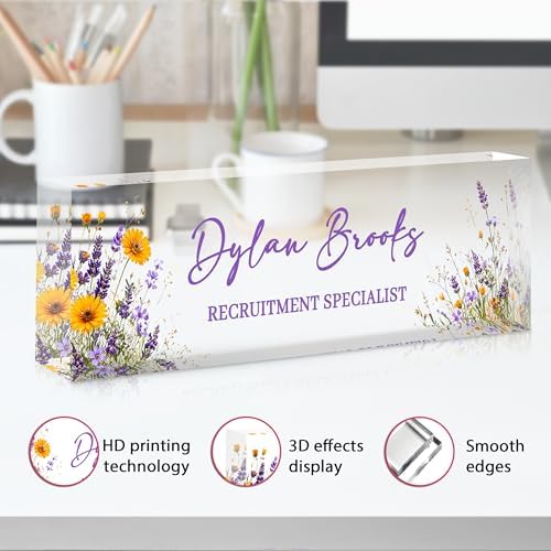 Custom Name Plate for Desk, Acrylic Desk Name Plate Personalized, Employee Appreciation Gifts, Office Desk Accessories for Women Men Teacher Nurse, Coworker Gifts for Manager Assistant (Amethyst) - Image 3