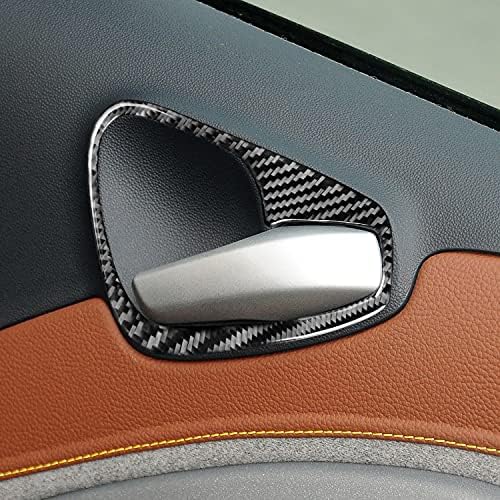 Real Black Carbon Fiber Car Inner Door Pull Handle Panel Switch Frame Decoration Sticker Compatible with Benz Smart Fortwo 2011 2012 2013 2014 2015 Auto Interior Accessories 2pcs - Image 4