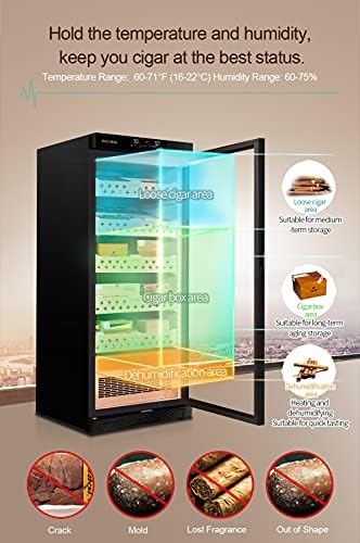 Cigar Climate Control Cabinet, Raching MON1800 Cigar Humidor Cabinet with Ammonia Removal, 220L Wood Frame Cabinet for Cigar Storing&Aging - Black - Image 7