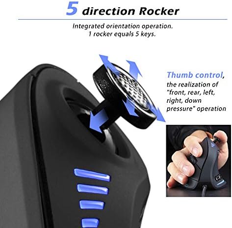 Vertical Mouse, Ergonomic USB Wired Vertical Mouse with [5 D Rocker] [10000 DPI] [11 Programmable Buttons], RGB Gaming Mouse for Gamer/PC/Laptop/Computer - Image 3