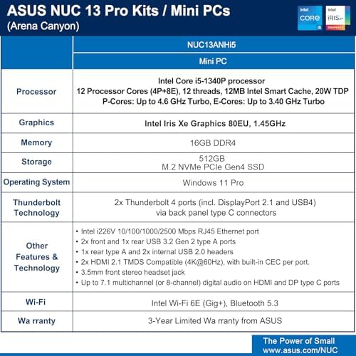 ASUS NUC 13 pro Intel NUC 13 NUC13ANHi5 Core i5-1340P 16GB RAM 512TB SSD - Image 5